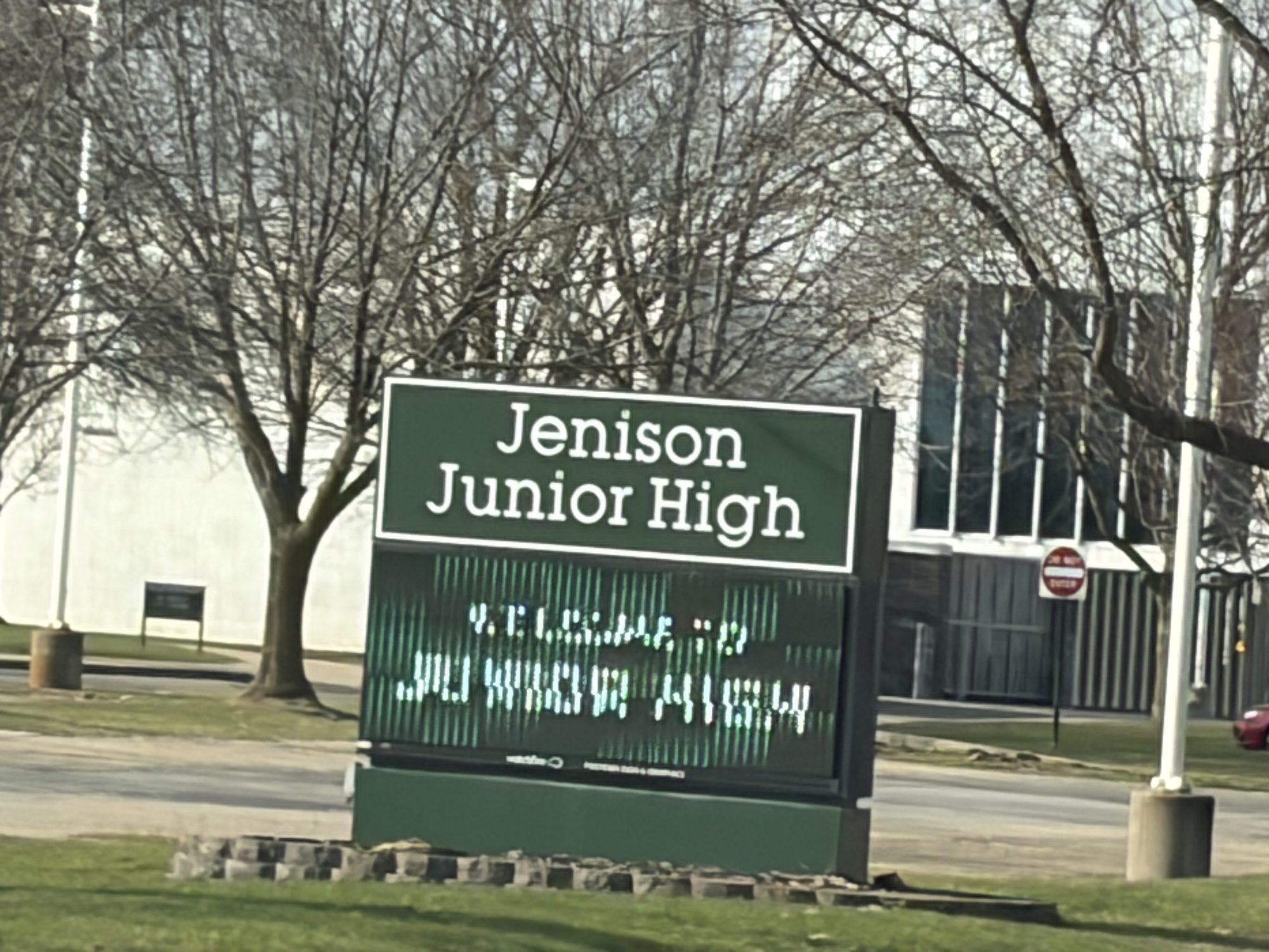 Jenison Junior High School sign in Jenison Michigan