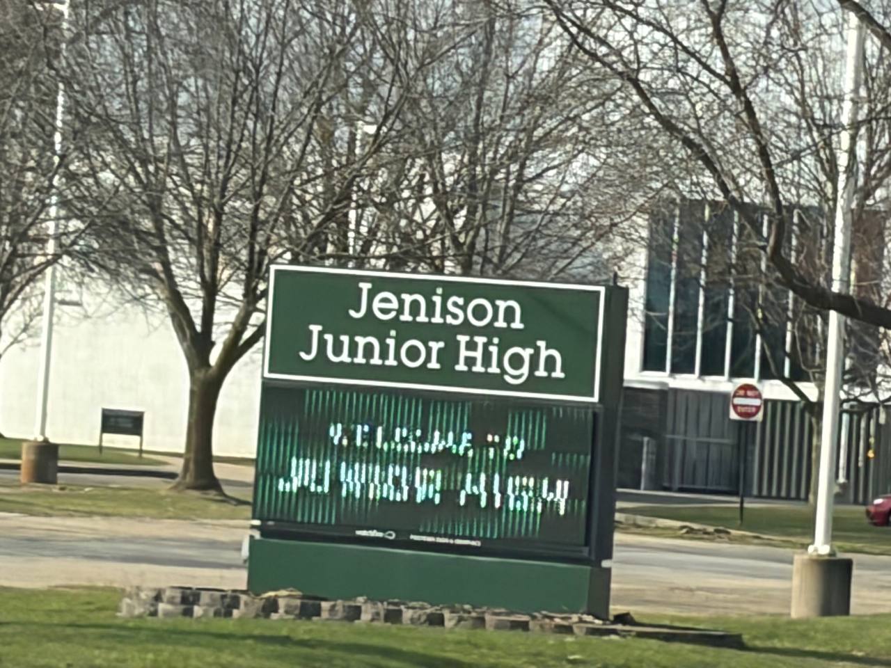 Jenison Junior High school sign — Jenison, Michigan landmark