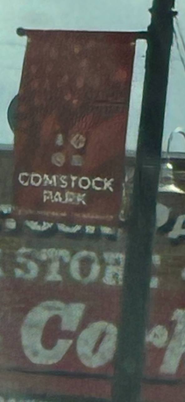 Comstock Park vintage street banner close-up — Comstock Park, Michigan